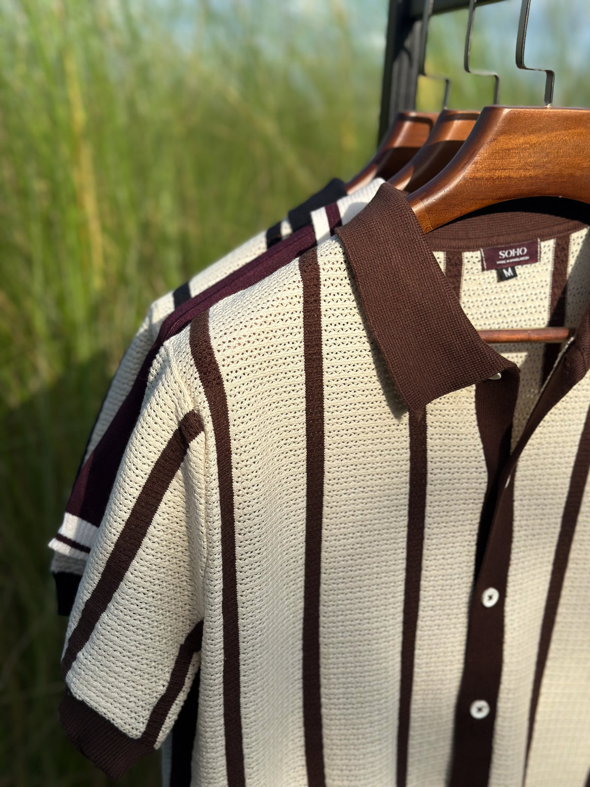 Mocha Stripe Polo Cardigan