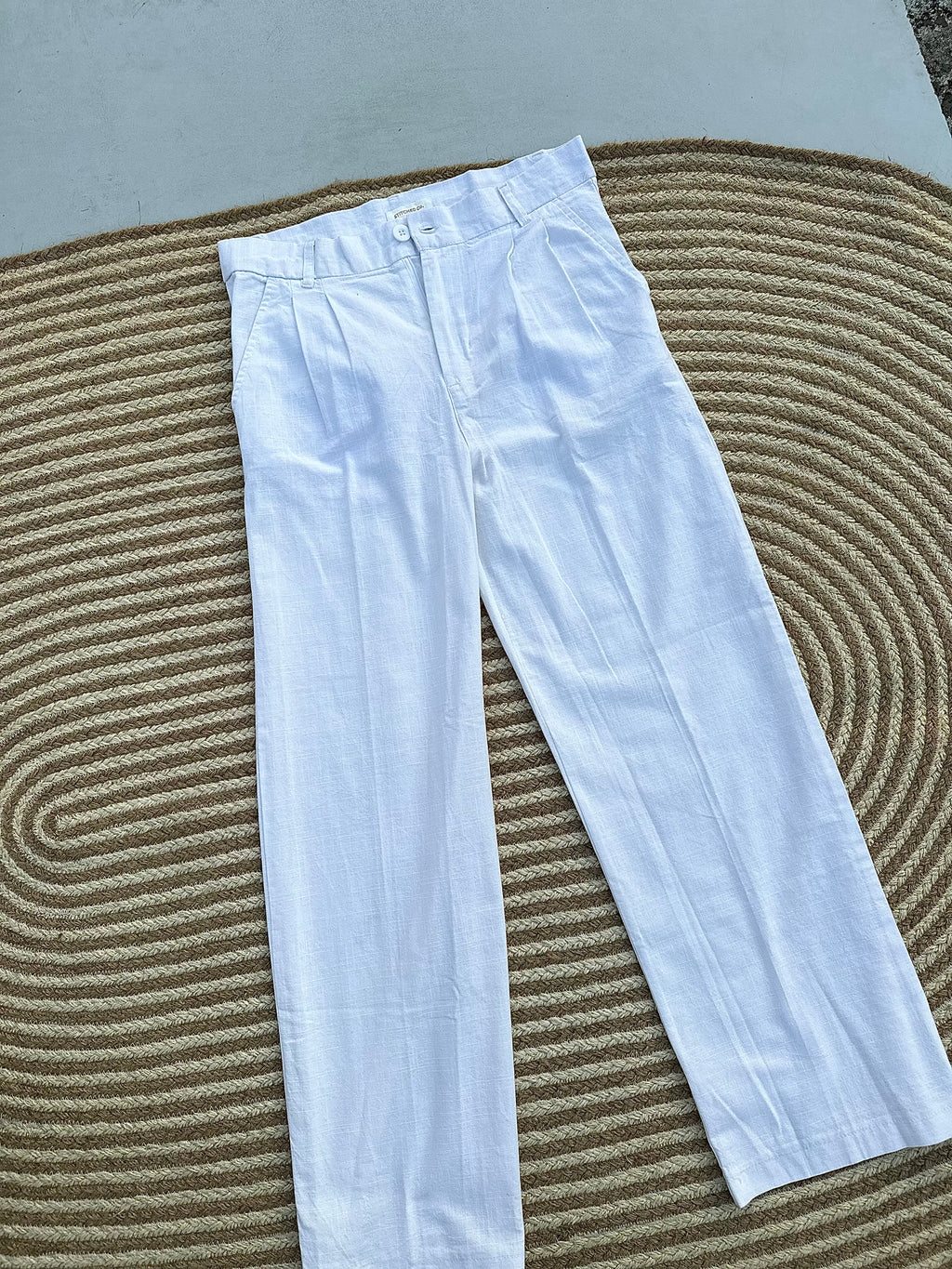 Unisex Linen Baggy White Pant