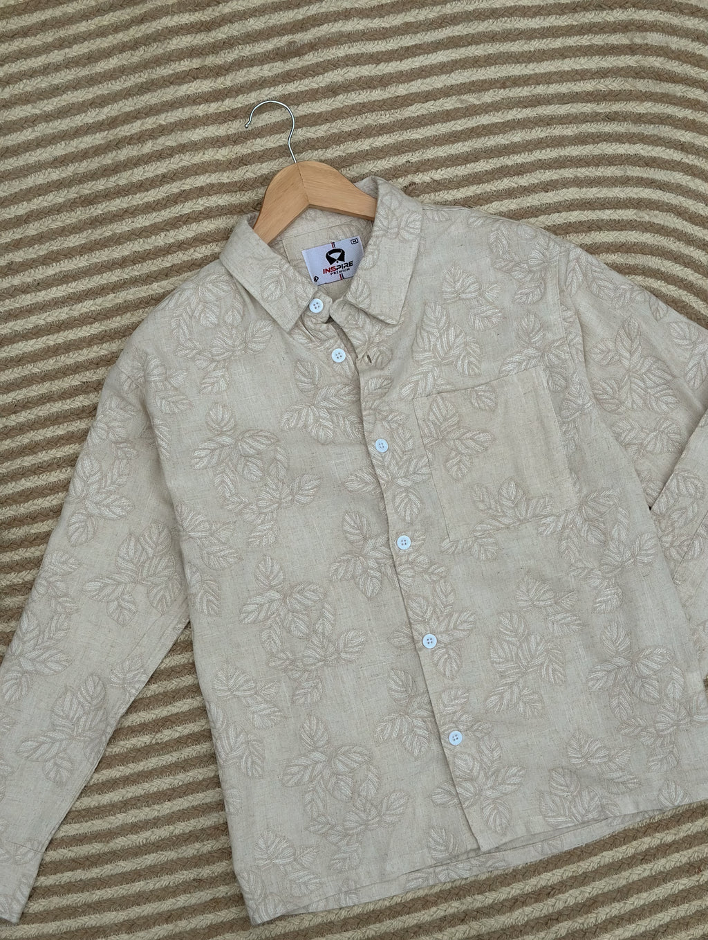 Unisex creme flower boxy printed shirt