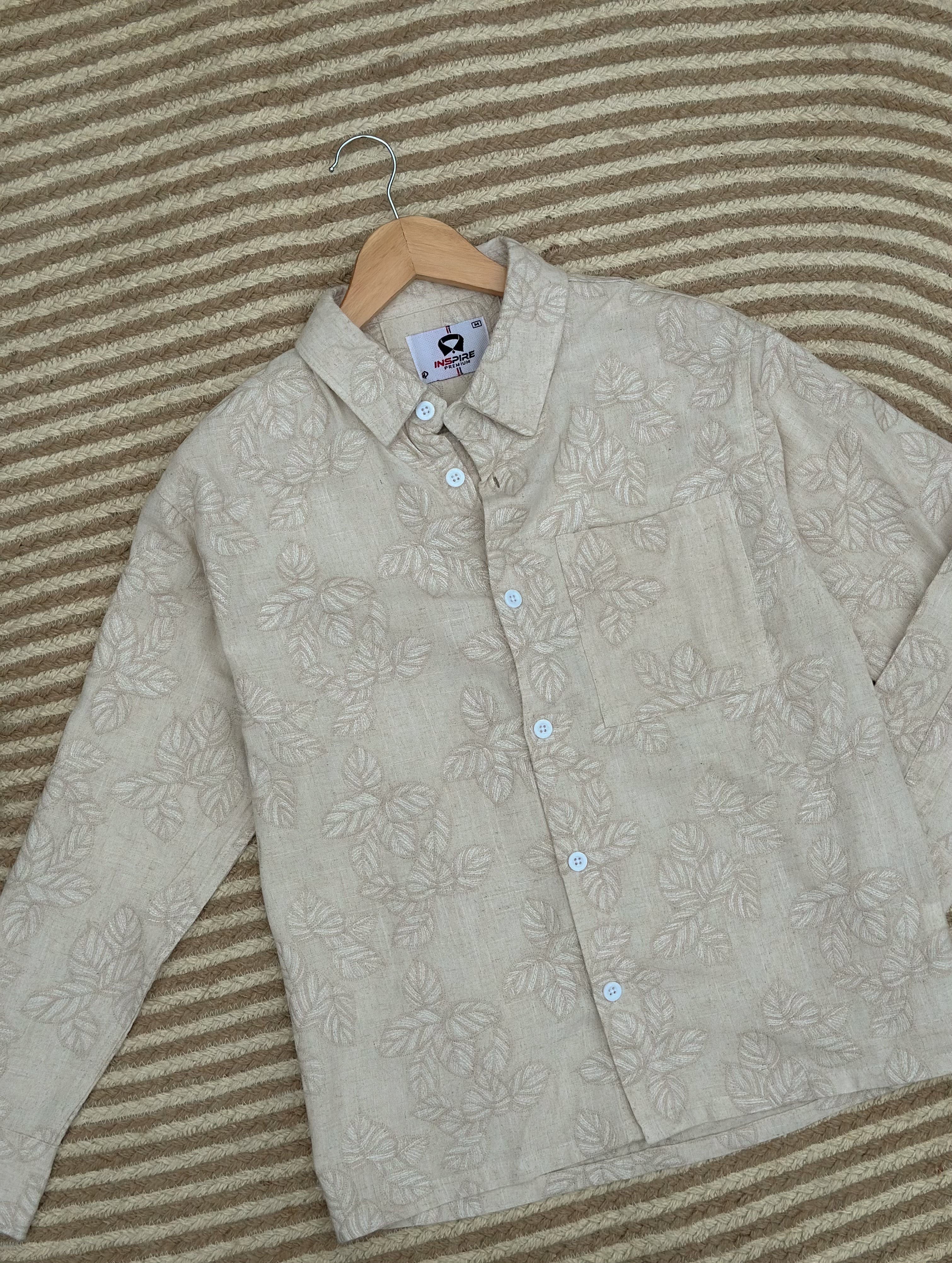 Unisex creme flower boxy printed shirt