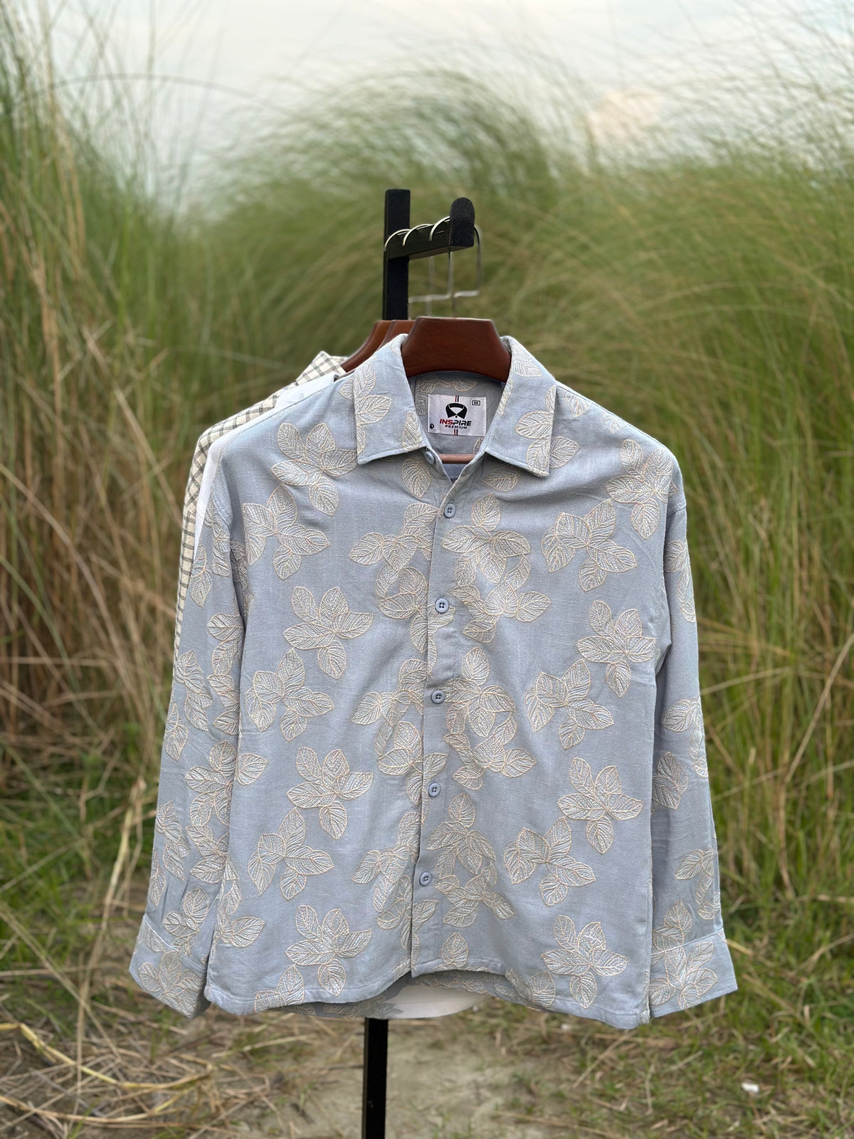 Unisex Blue flower boxy shirt