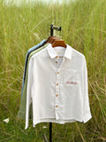 White boxy embroidery fit