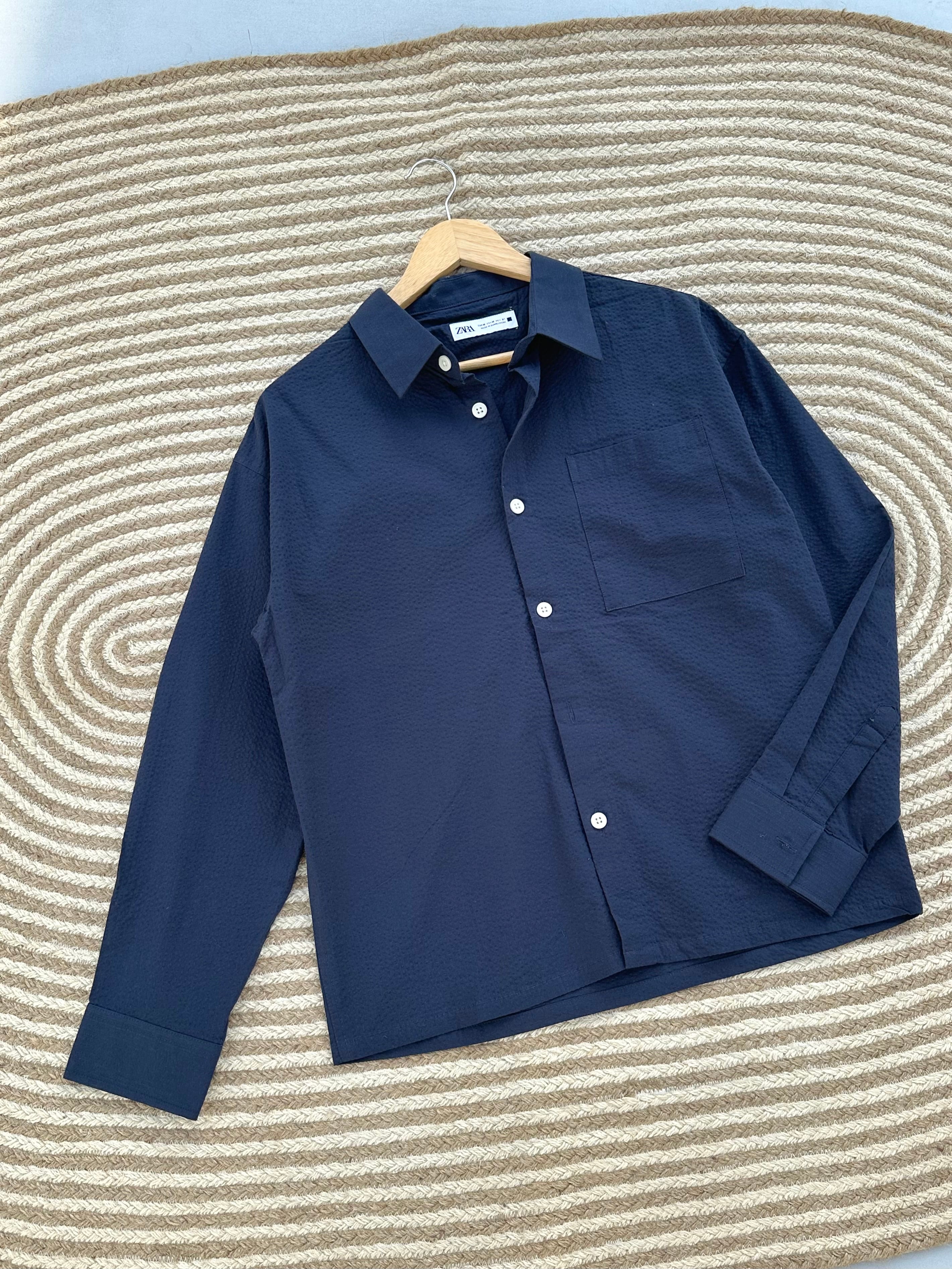 Unisex Navy blue boxy shirt