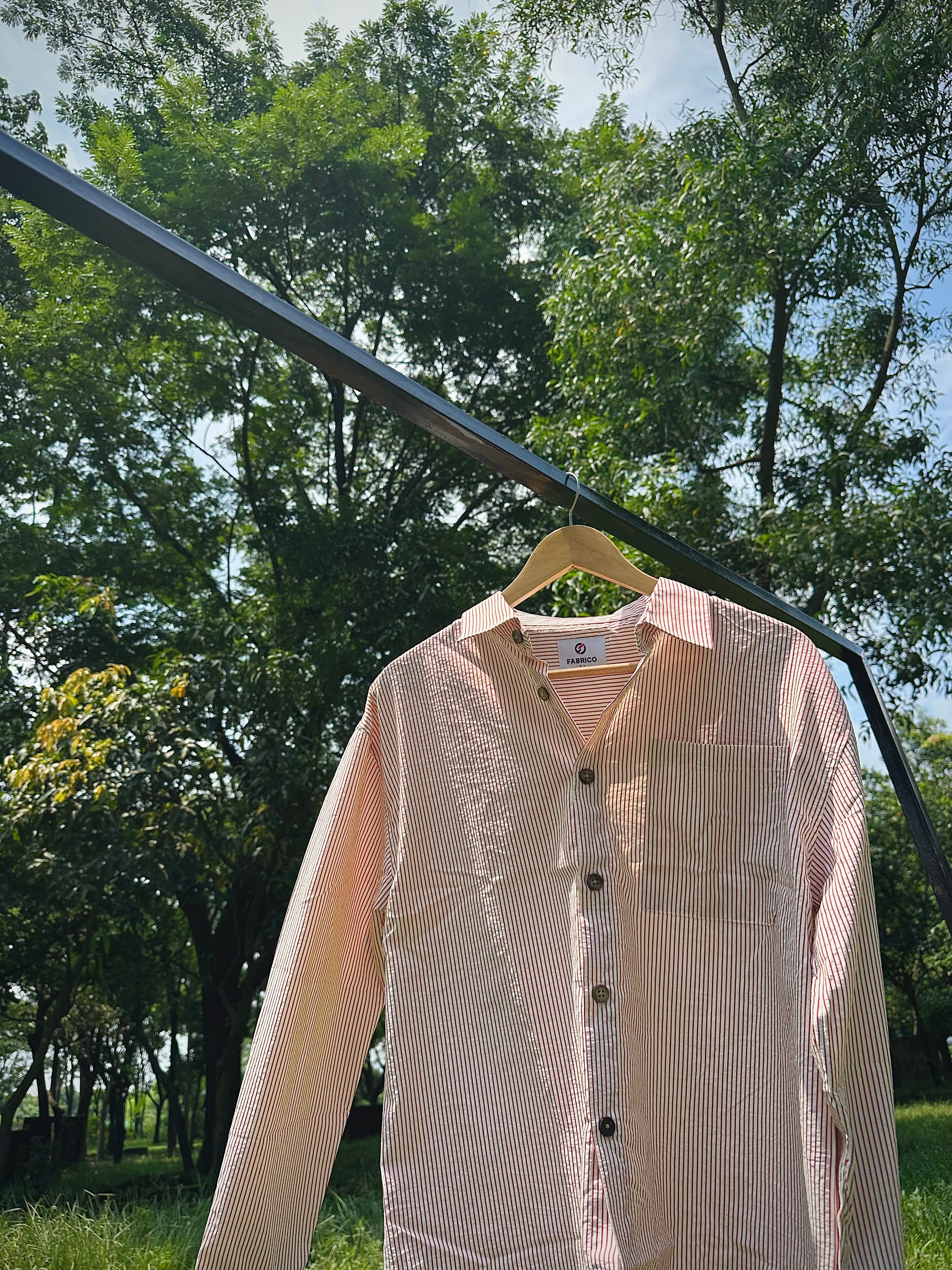 Red check boxy shirt