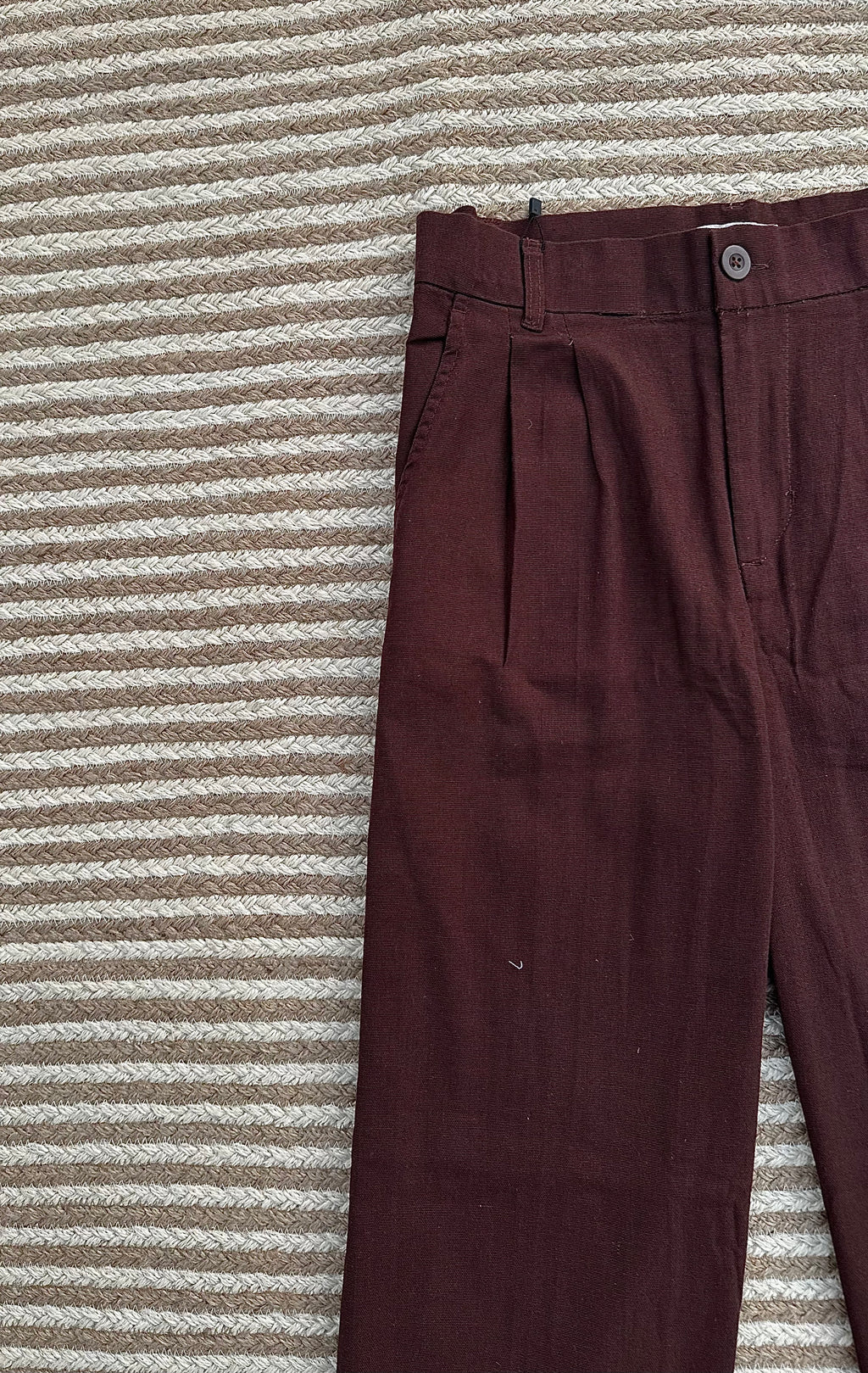 Unisex Linen Baggy Burgundy Brown Pant