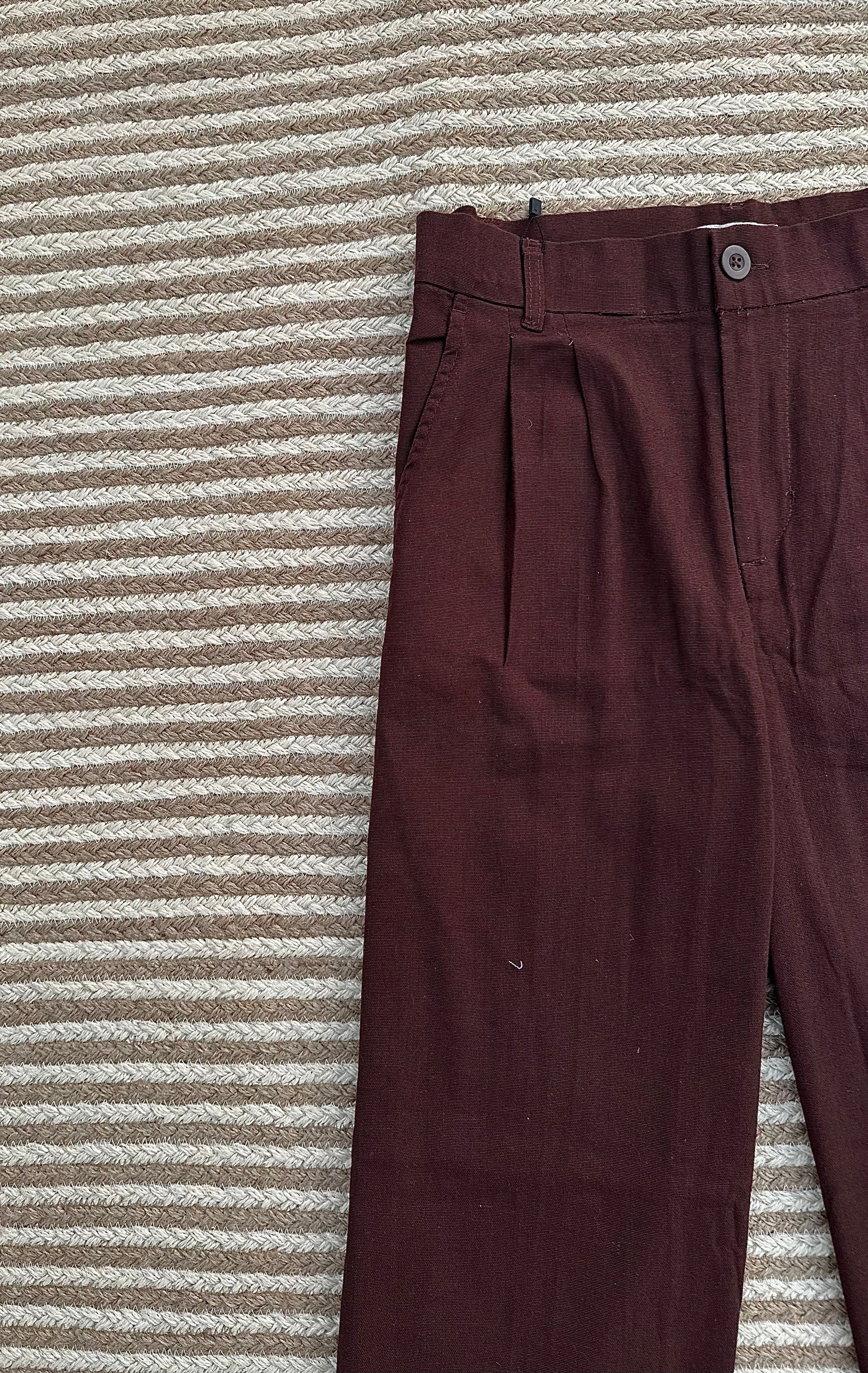 Unisex Linen Baggy Burgundy Brown Pant