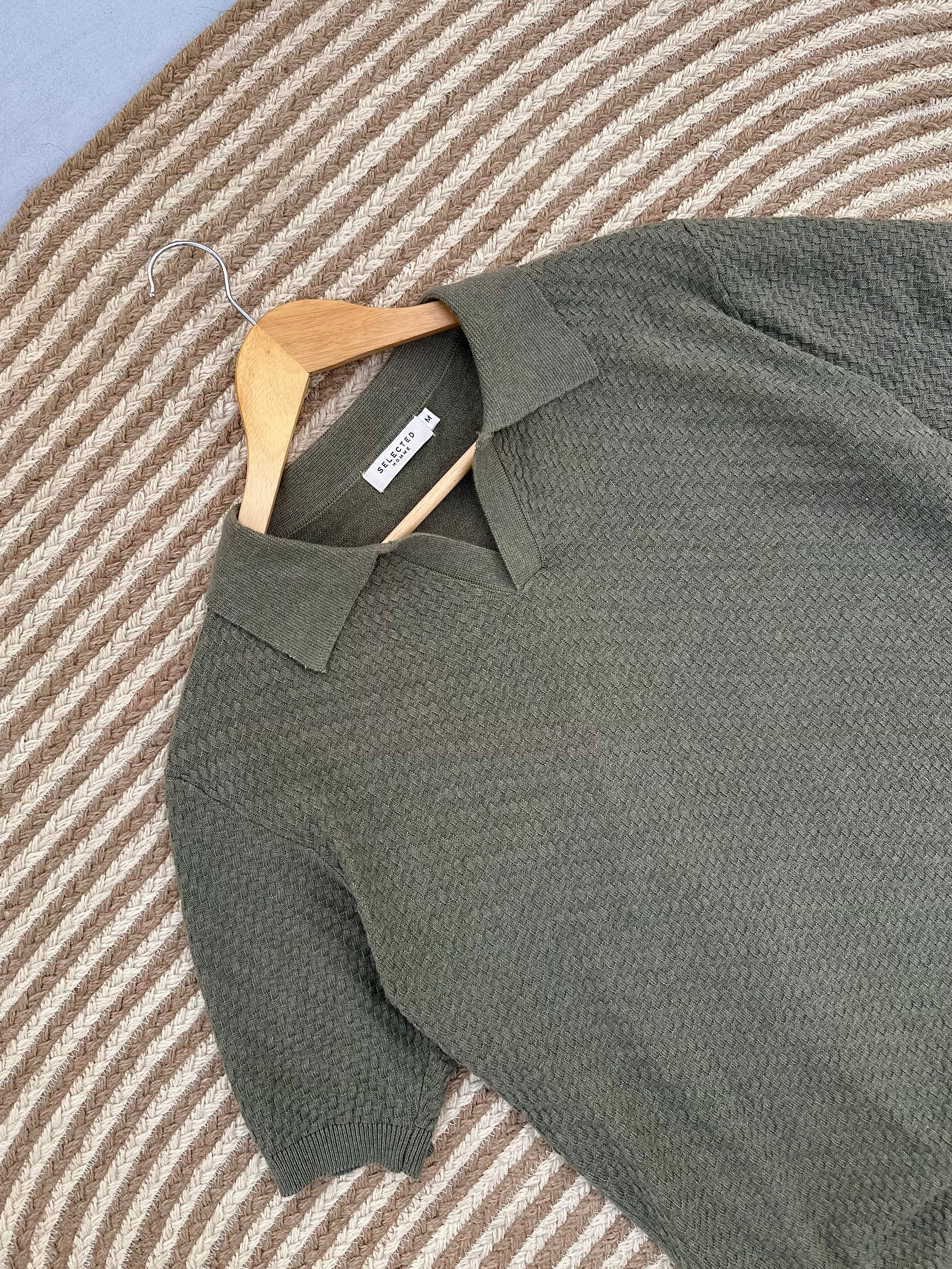 Knitted Polo - Olive