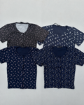 Floral Patterned Crew Neck Tops